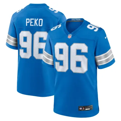 Men's Detroit Lions Kyle Peko Blue Game Jersey 01
