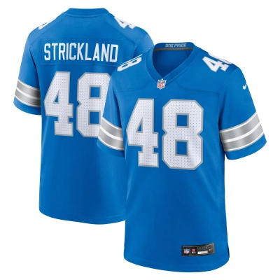 Men's Detroit Lions Loren Strickland Blue Game Jersey 01