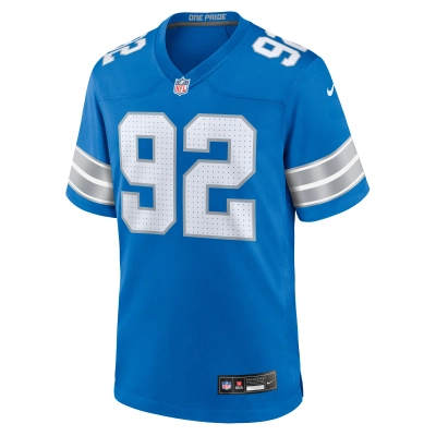 Men's Detroit Lions Marcus Davenport Blue Team Game Jersey 02