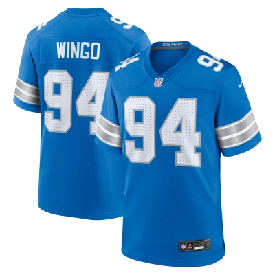 Men's Detroit Lions Mekhi Wingo Blue Team Game Jersey 01