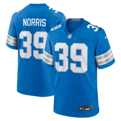 Men's Detroit Lions Morice Norris Blue Game Jersey 01