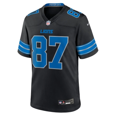 Men's Detroit Lions Sam LaPorta Black 2nd Alternate Game Jersey 02