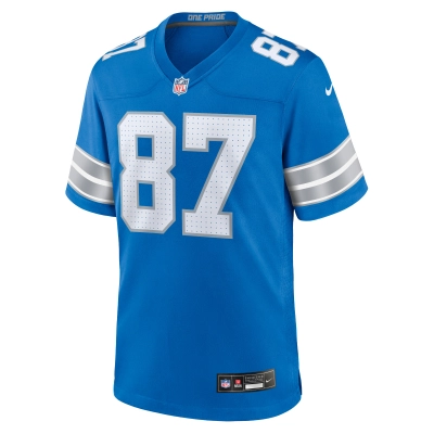 Men's Detroit Lions Sam LaPorta Blue Game Jersey 02