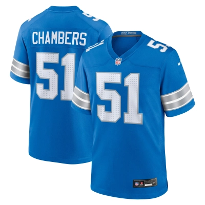 Men's Detroit Lions Steele Chambers Blue Game Jersey 01
