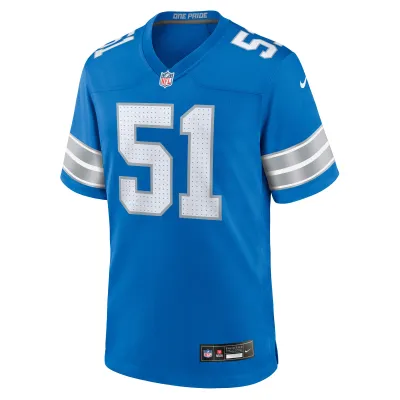 Men's Detroit Lions Steele Chambers Blue Game Jersey 02