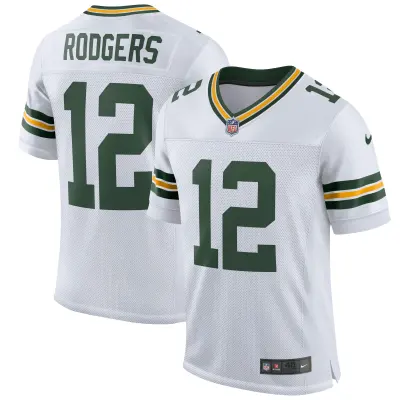 Men's Green Bay Packers Aaron Rodgers White Classic Elite Player Jersey 01