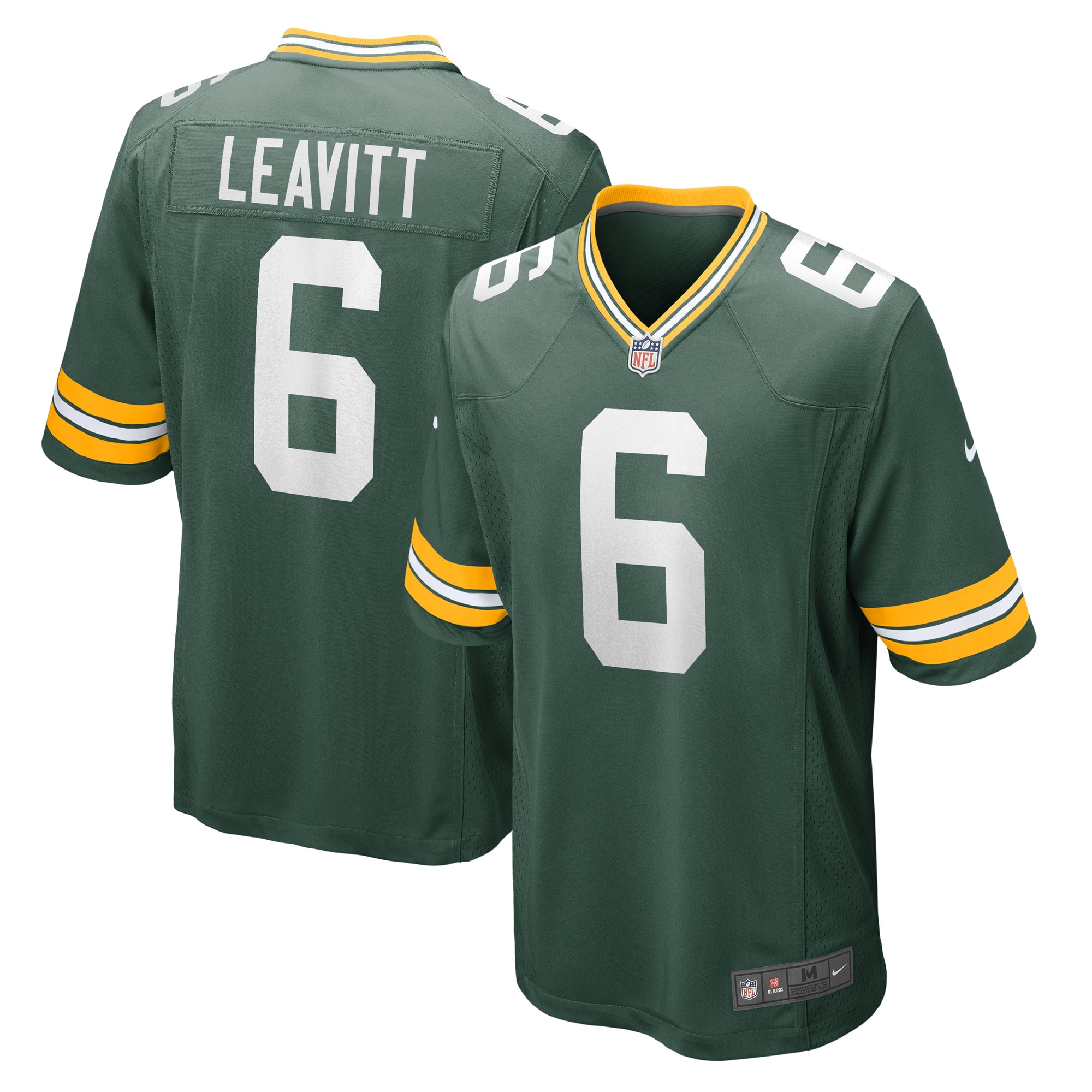 Men's Green Bay Packers Dallin Leavitt Green Game Player Jersey