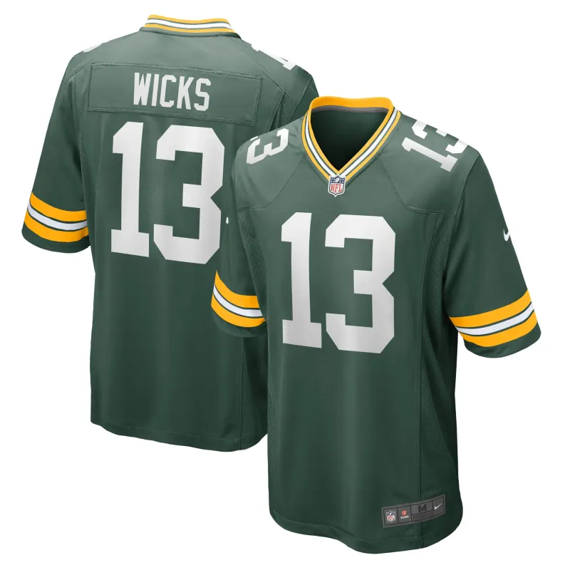 Men's Green Bay Packers Dontayvion Wicks  Green Game Jersey