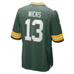 Men's Green Bay Packers Dontayvion Wicks  Green Game Jersey