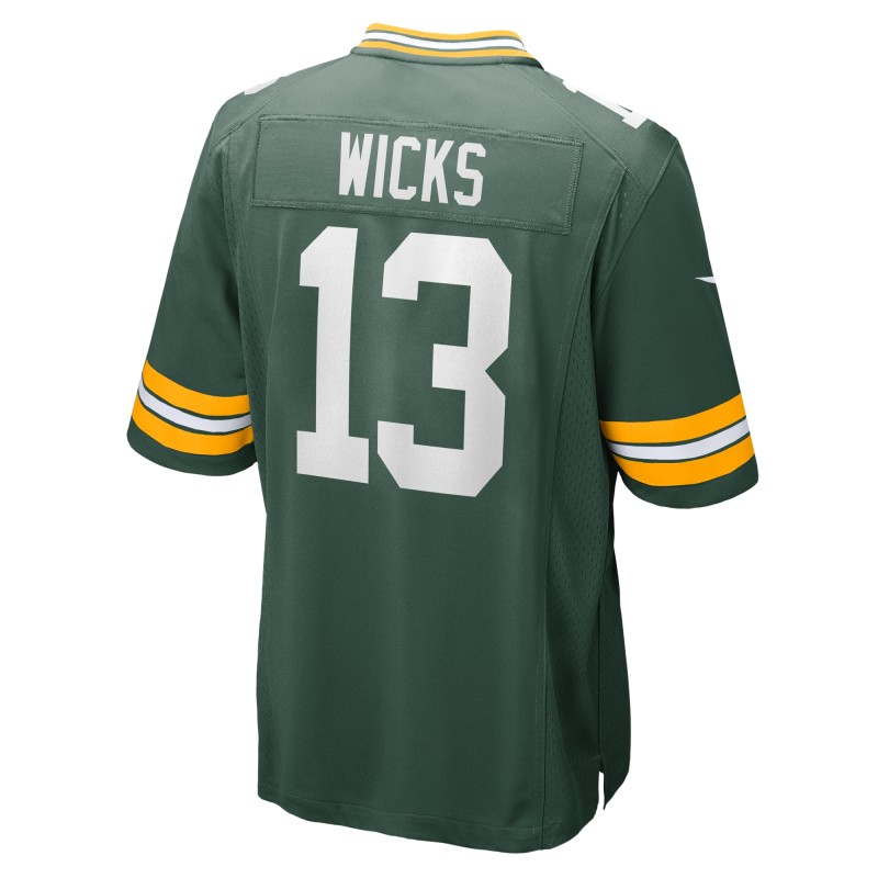 Men's Green Bay Packers Dontayvion Wicks  Green Game Jersey