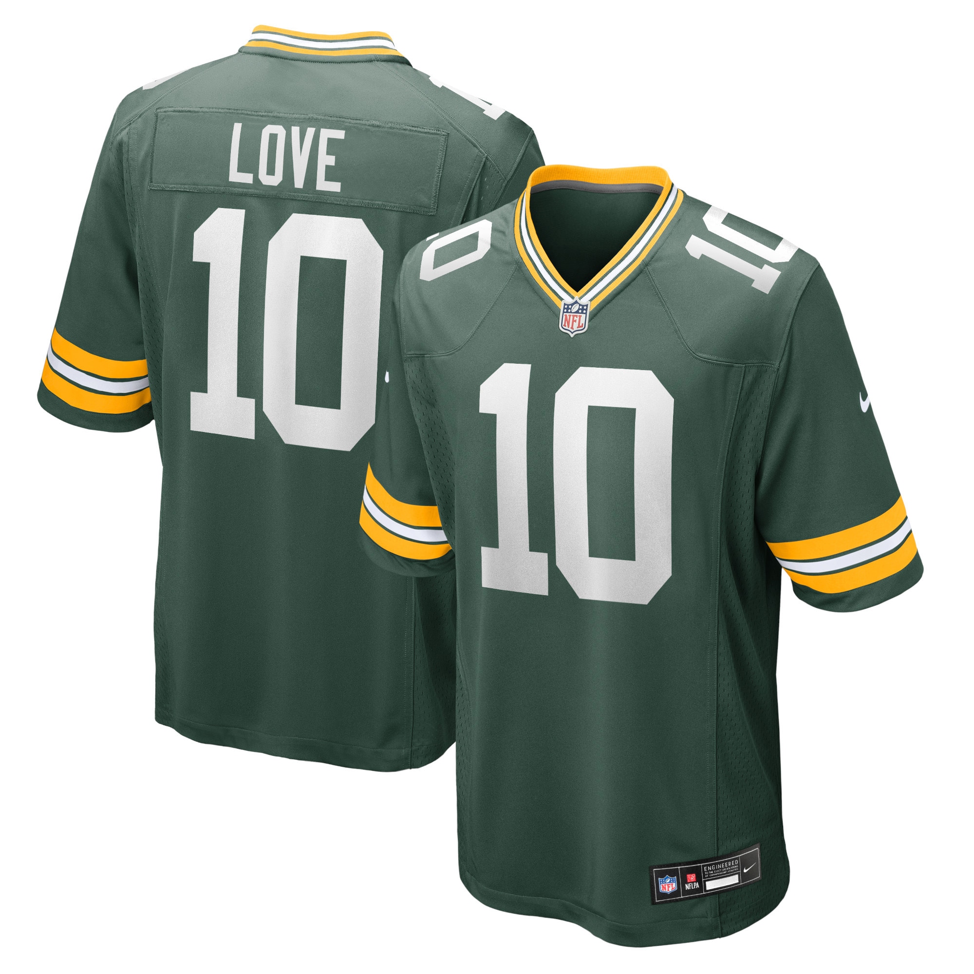 Men's Green Bay Packers Jordan Love Green Player Game Jersey