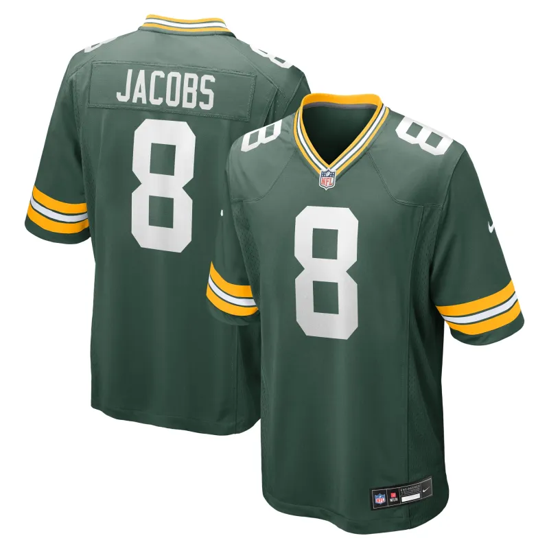 Men's Green Bay Packers Josh Jacobs  Green Team Game Jersey