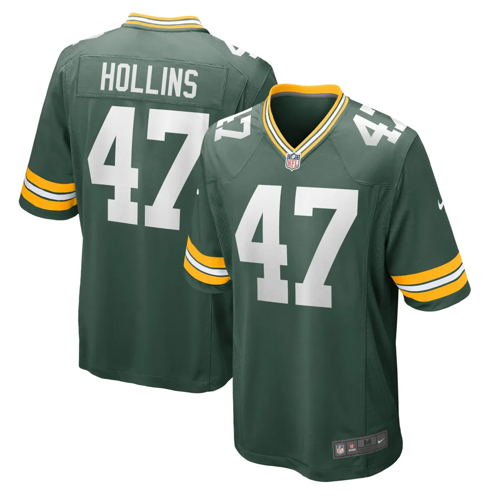 Men's Green Bay Packers Justin Hollins Green Home Game Player Jersey