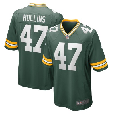 Men's Green Bay Packers Justin Hollins Green Home Game Player Jersey 01