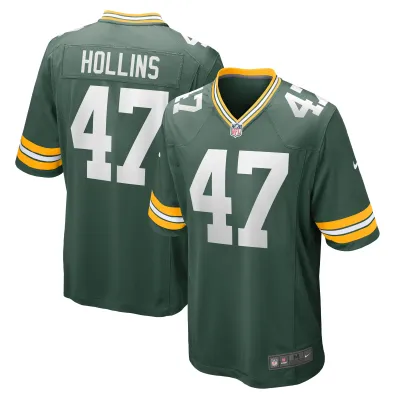 Men's Green Bay Packers Justin Hollins Green Home Game Player Jersey 01