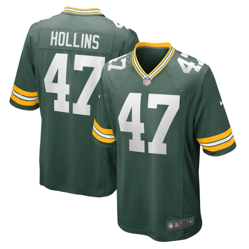 Men's Green Bay Packers Justin Hollins Green Home Game Player Jersey