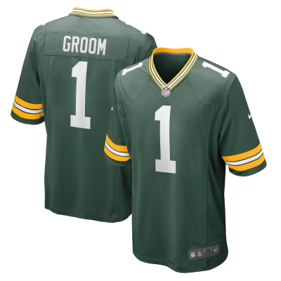 Men's Green Bay Packers Number 1 Groom Green Game Jersey 01