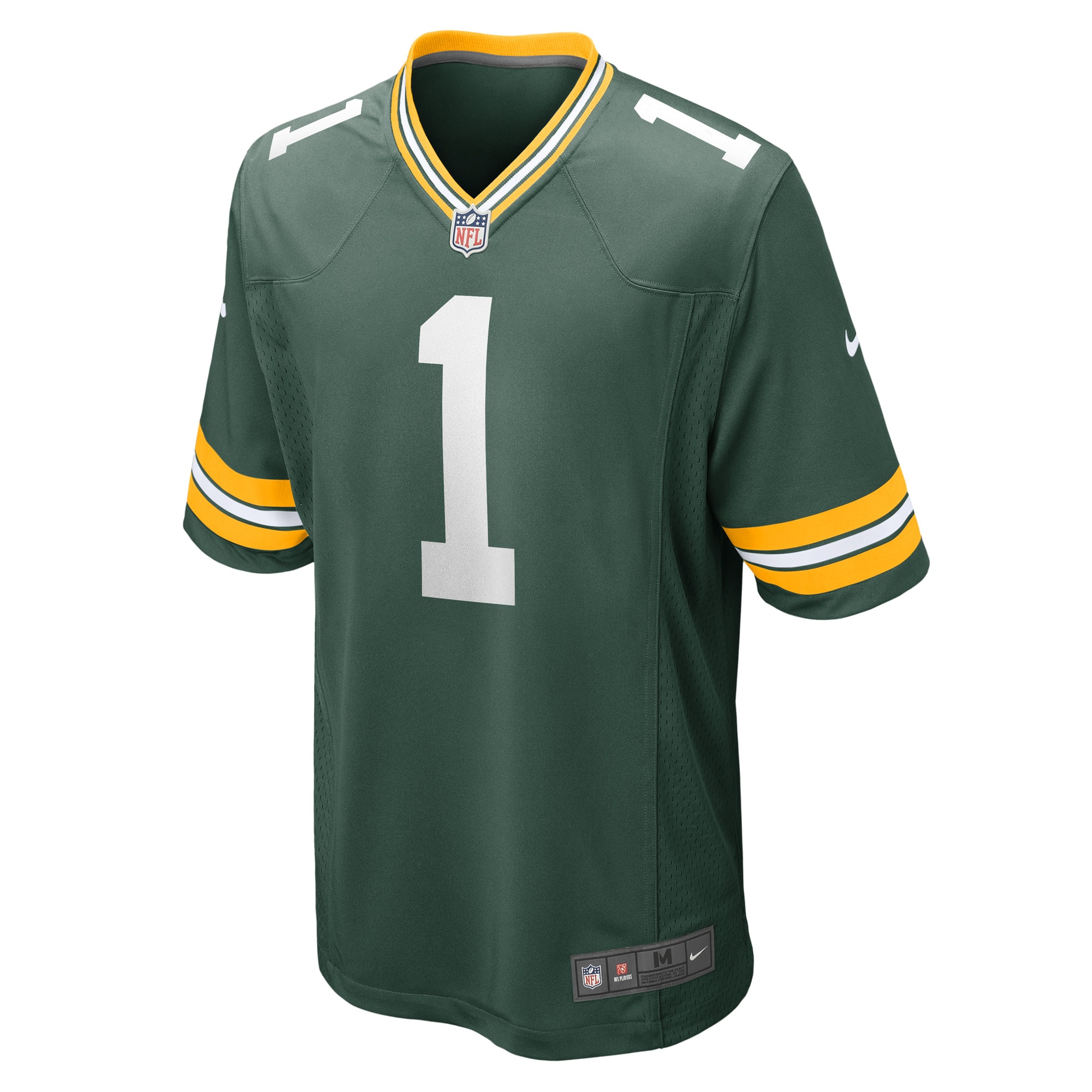 Men's Green Bay Packers Number 1 Groom Green Game Jersey