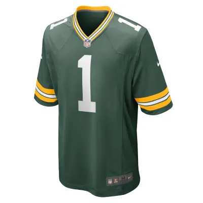 Men's Green Bay Packers Number 1 Groom Green Game Jersey 02