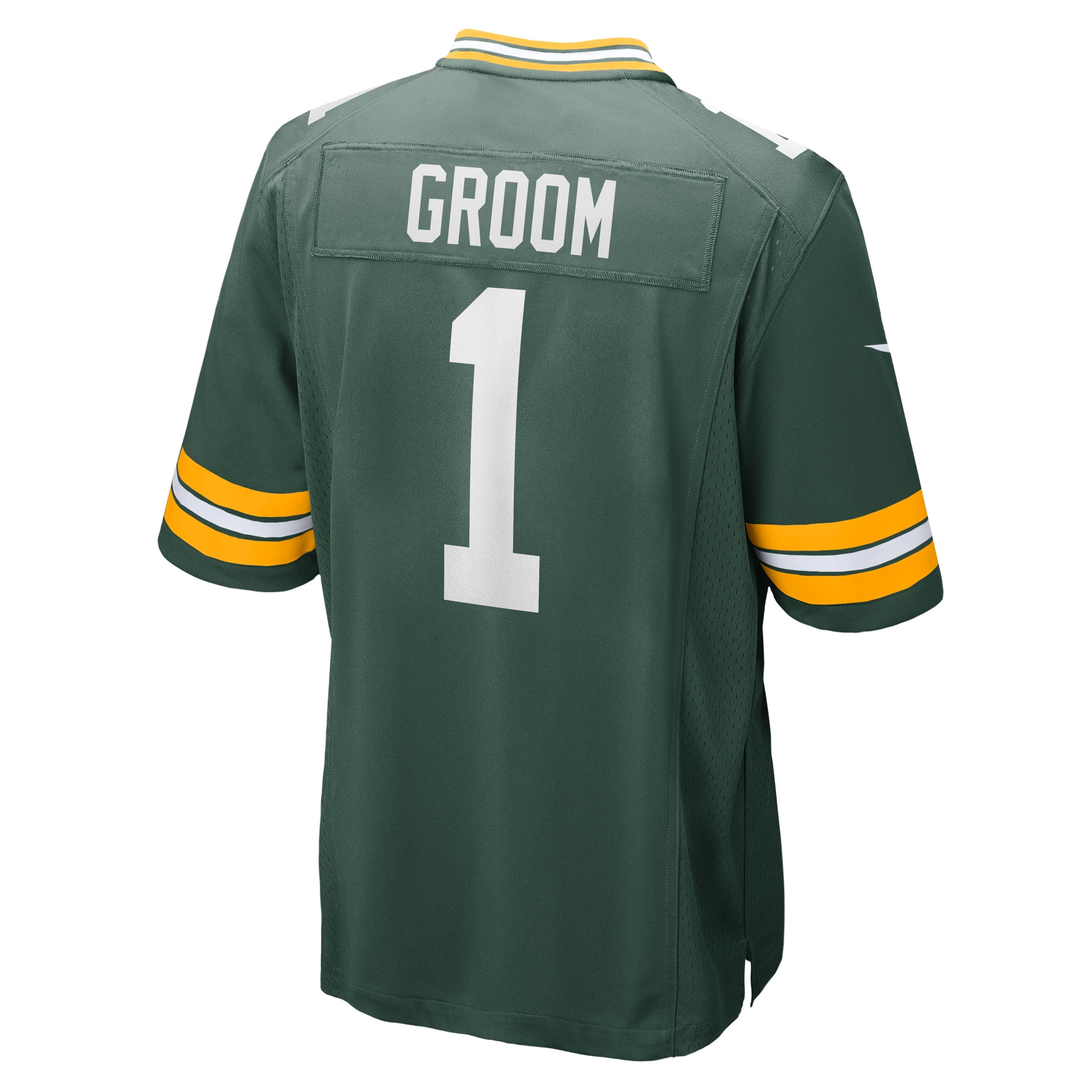 Men's Green Bay Packers Number 1 Groom Green Game Jersey