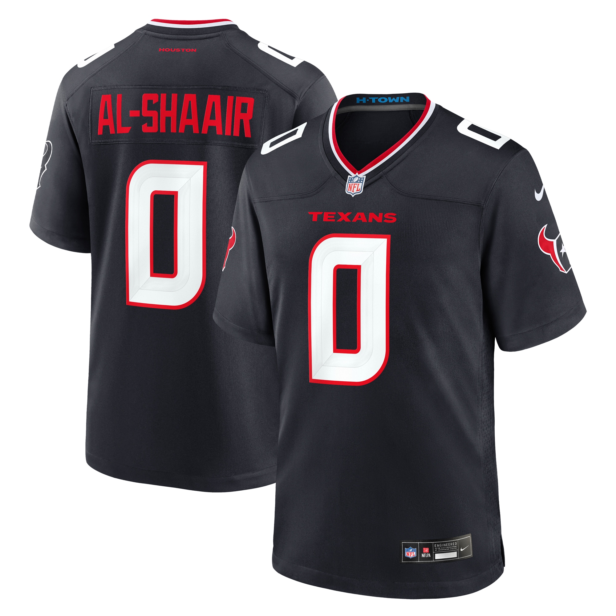 Men's Houston Texans Azeez Al-Shaair Navy Team Game Jersey