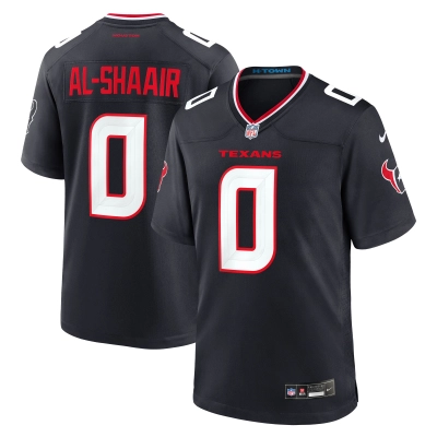 Men's Houston Texans Azeez Al-Shaair Navy Team Game Jersey 01