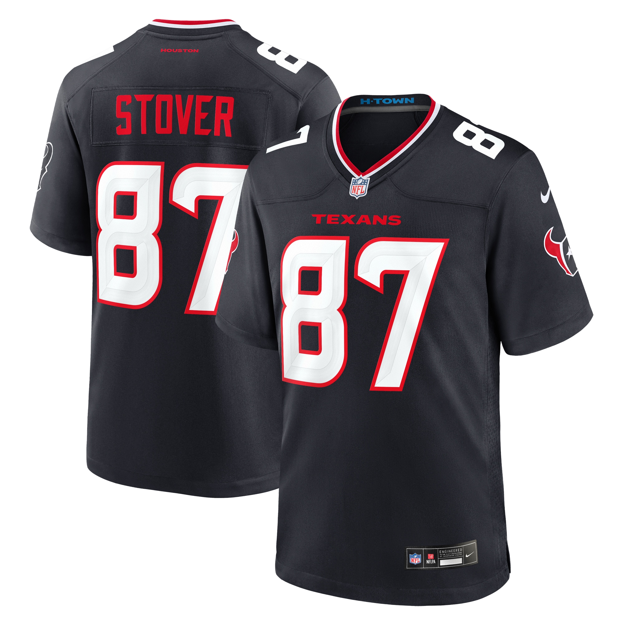 Men's Houston Texans Cade Stover Navy Game Jersey