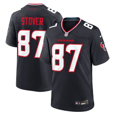 Men's Houston Texans Cade Stover Navy Game Jersey 01