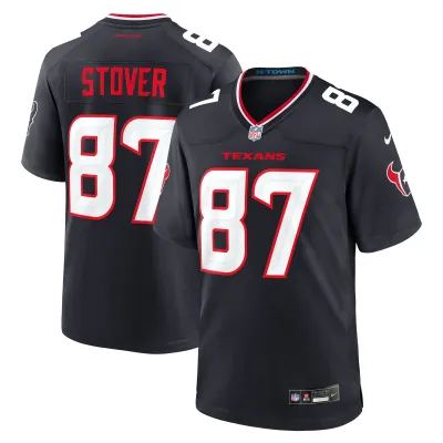 Men's Houston Texans Cade Stover Navy Game Jersey 01