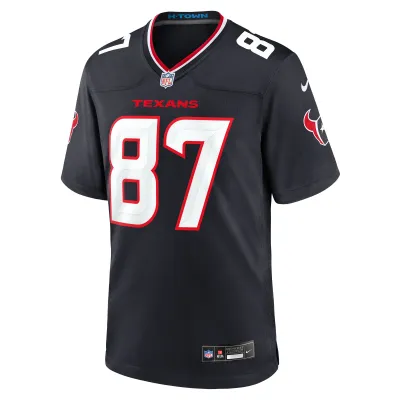 Men's Houston Texans Cade Stover Navy Game Jersey 02