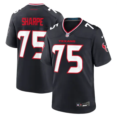 Men's Houston Texans David Sharpe Navy Team Game Jersey 01