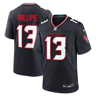 Men's Houston Texans DelShawn Phillips Navy Team Game Jersey 01