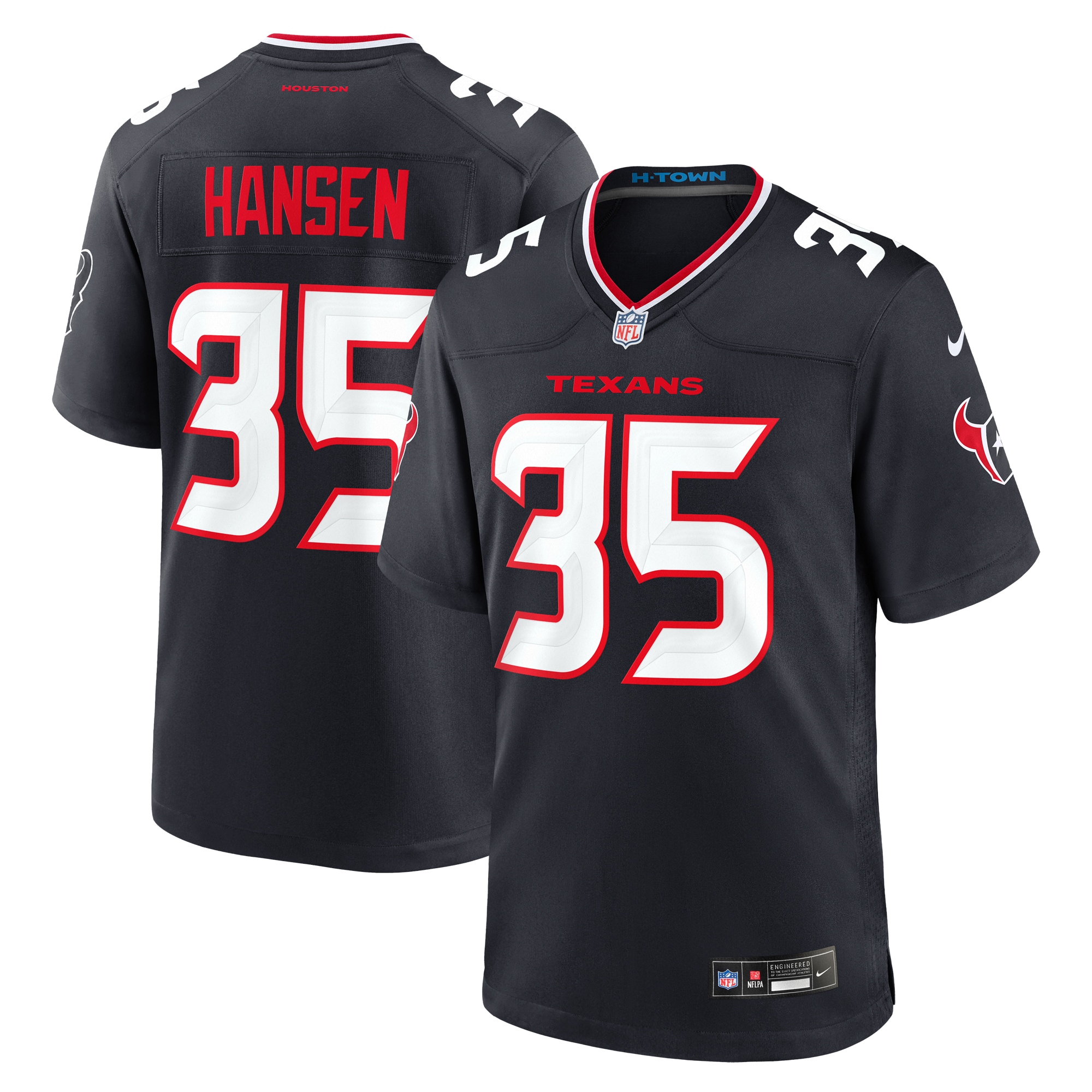 Men's Houston Texans Jake Hansen Navy Team Game Jersey