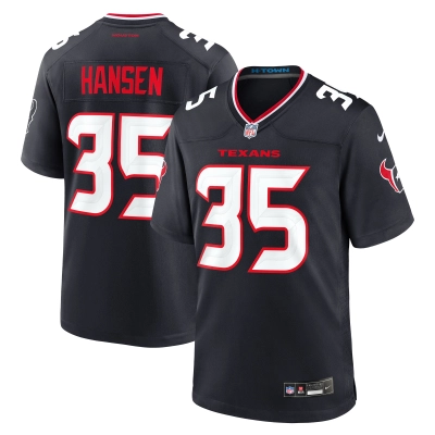Men's Houston Texans Jake Hansen Navy Team Game Jersey 01