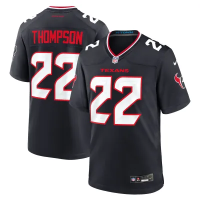 Men's Houston Texans Josh Thompson Navy Team Game Jersey 01