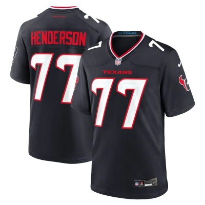 Men's Houston Texans LaDarius Henderson Navy Game Jersey 01
