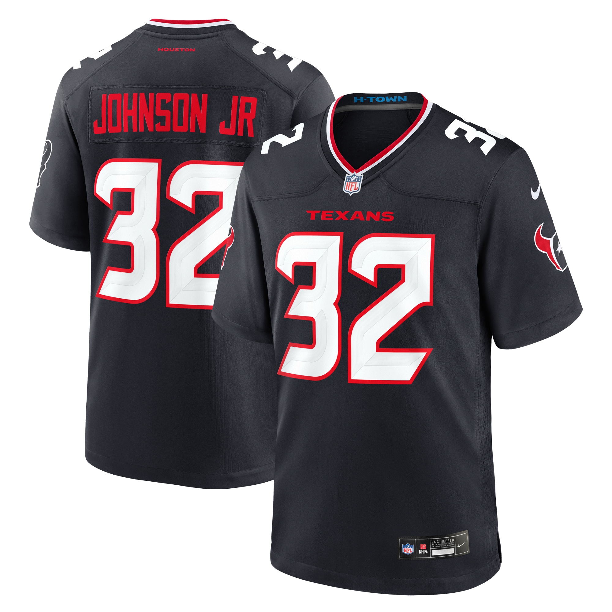 Men's Houston Texans Lonnie Johnson Jr. Navy Team Game Jersey