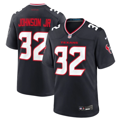 Men's Houston Texans Lonnie Johnson Jr. Navy Team Game Jersey 01