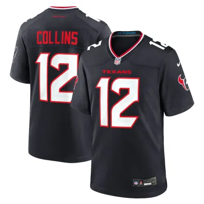 Men's Houston Texans Nico Collins Navy Game Jersey 01