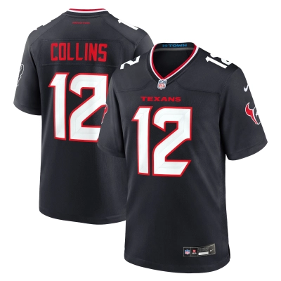 Men's Houston Texans Nico Collins Navy Game Jersey 01