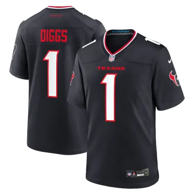 Men's Houston Texans Stefon Diggs Navy Game Jersey 01