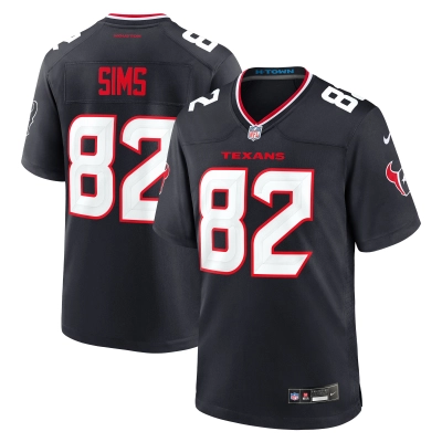 Men's Houston Texans Steven Sims Navy Team Game Jersey 01