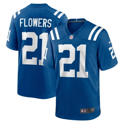 Men's Indianapolis Colts Dallis Flowers Royal Game Jersey 01