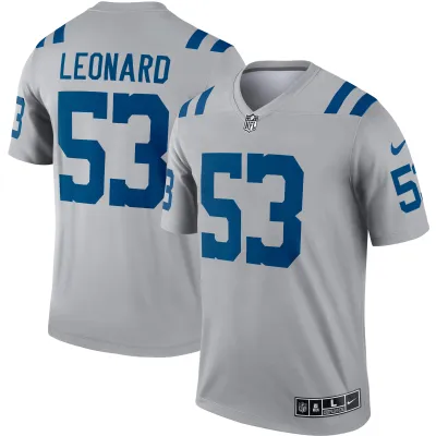 Men's Indianapolis Colts Darius Leonard Gray Inverted Legend Jersey 01