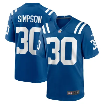 Men's Indianapolis Colts Jaylin Simpson Royal Game Jersey 01
