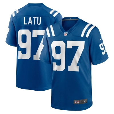 Men's Indianapolis Colts Laiatu Latu Royal 2024 NFL Draft First Round Pick Player Game Jersey 01