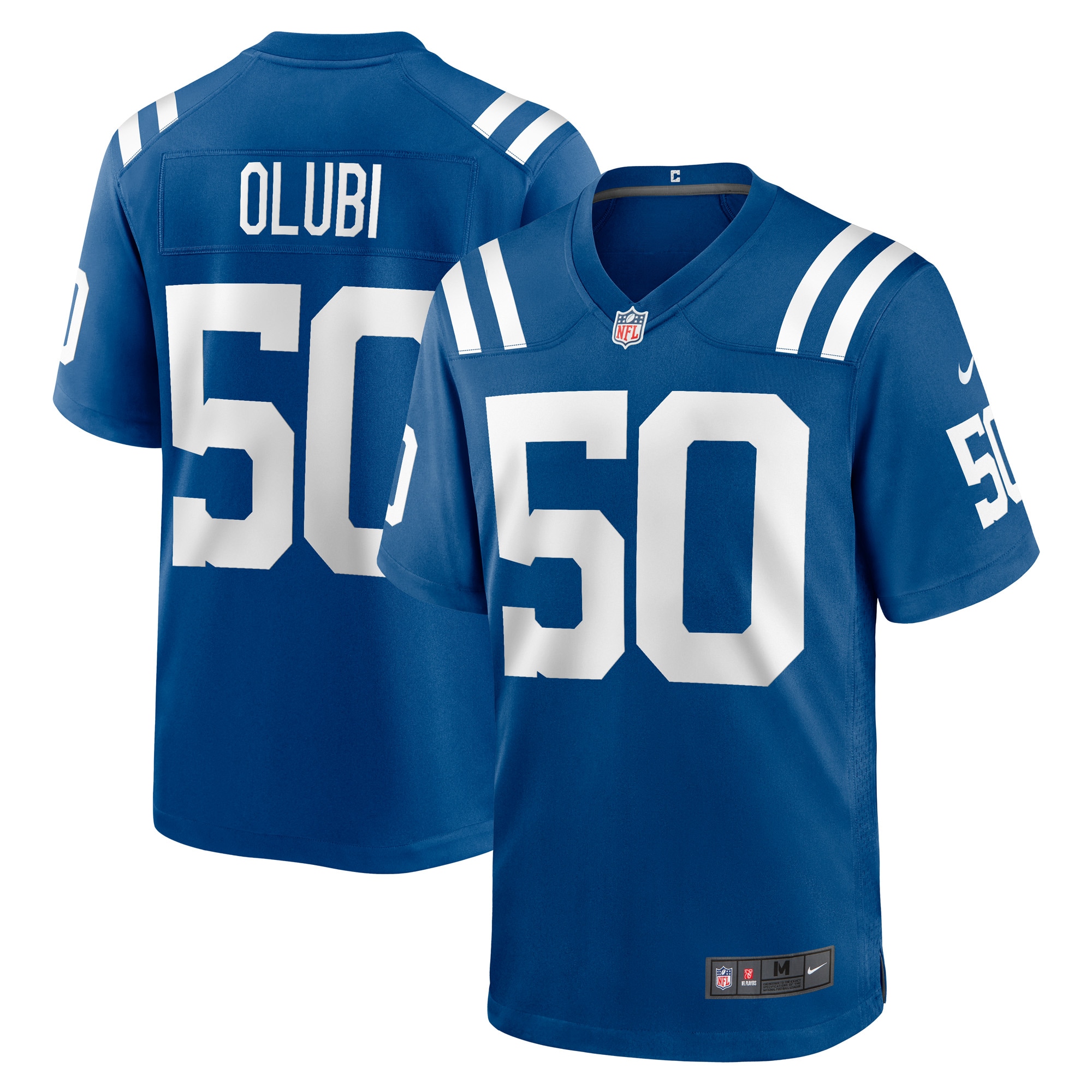 Men's Indianapolis Colts Segun Olubi Royal Game Player Jersey