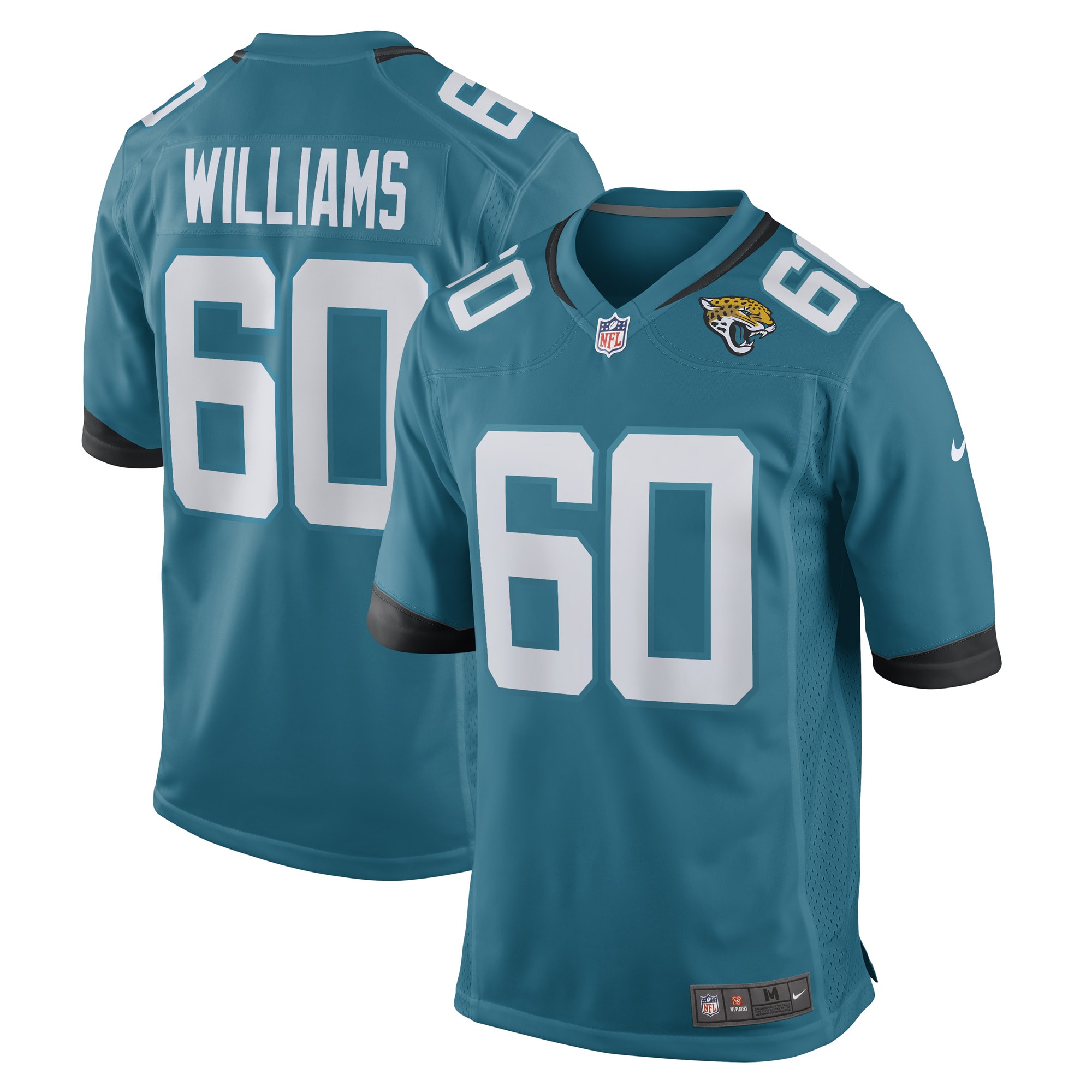 Men's Jacksonville Jaguars Darryl Williams Teal Game Player Jersey
