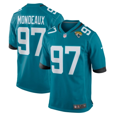 Men's Jacksonville Jaguars Henry Mondeaux  Teal Game Jersey 01
