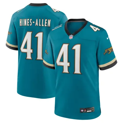 Men's Jacksonville Jaguars Josh Hines-Allen Teal Prowler Throwback Player Game Jersey 01